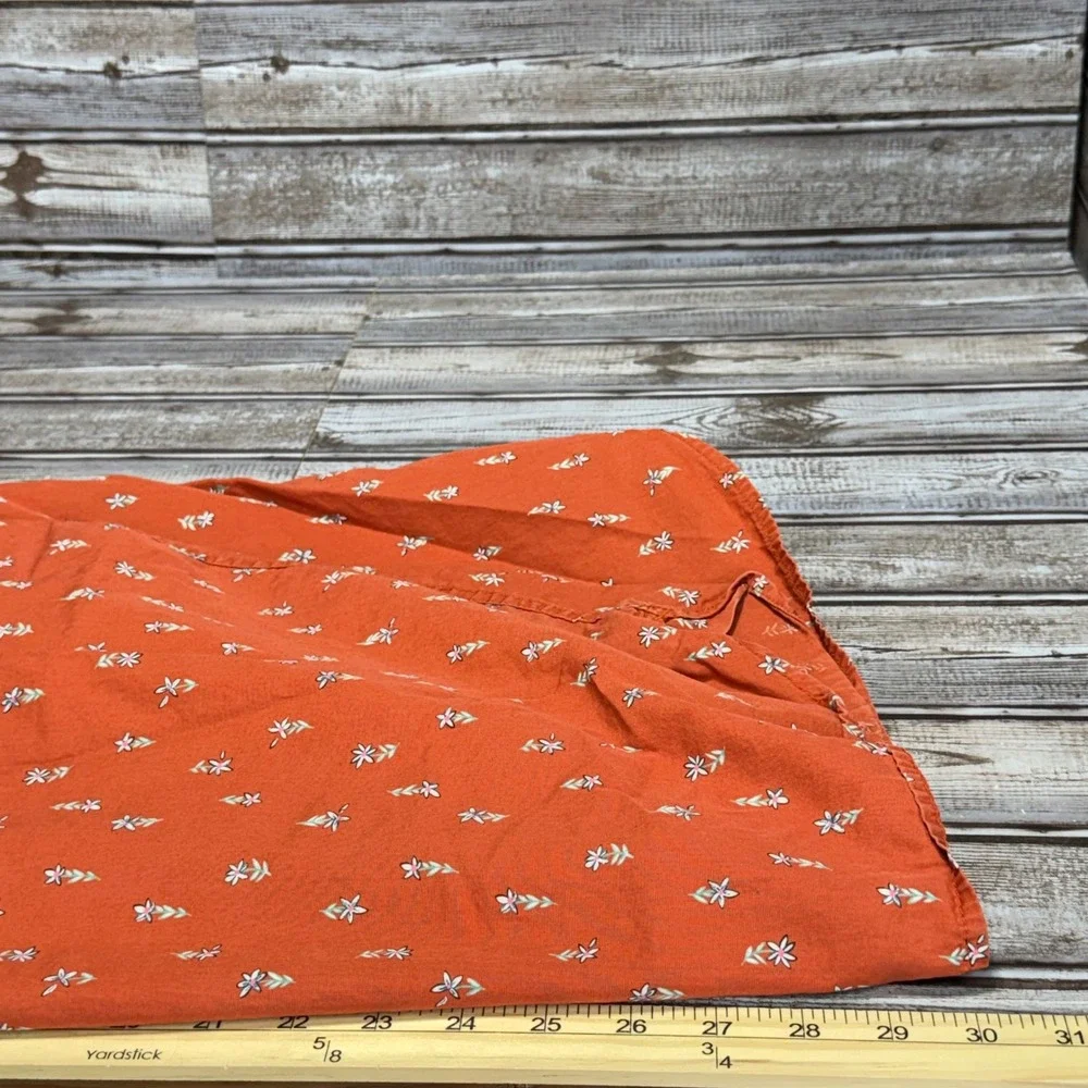 The North Face Button Down Mens XL Orange Floral Short Sleeve Cotton‎ Shirt